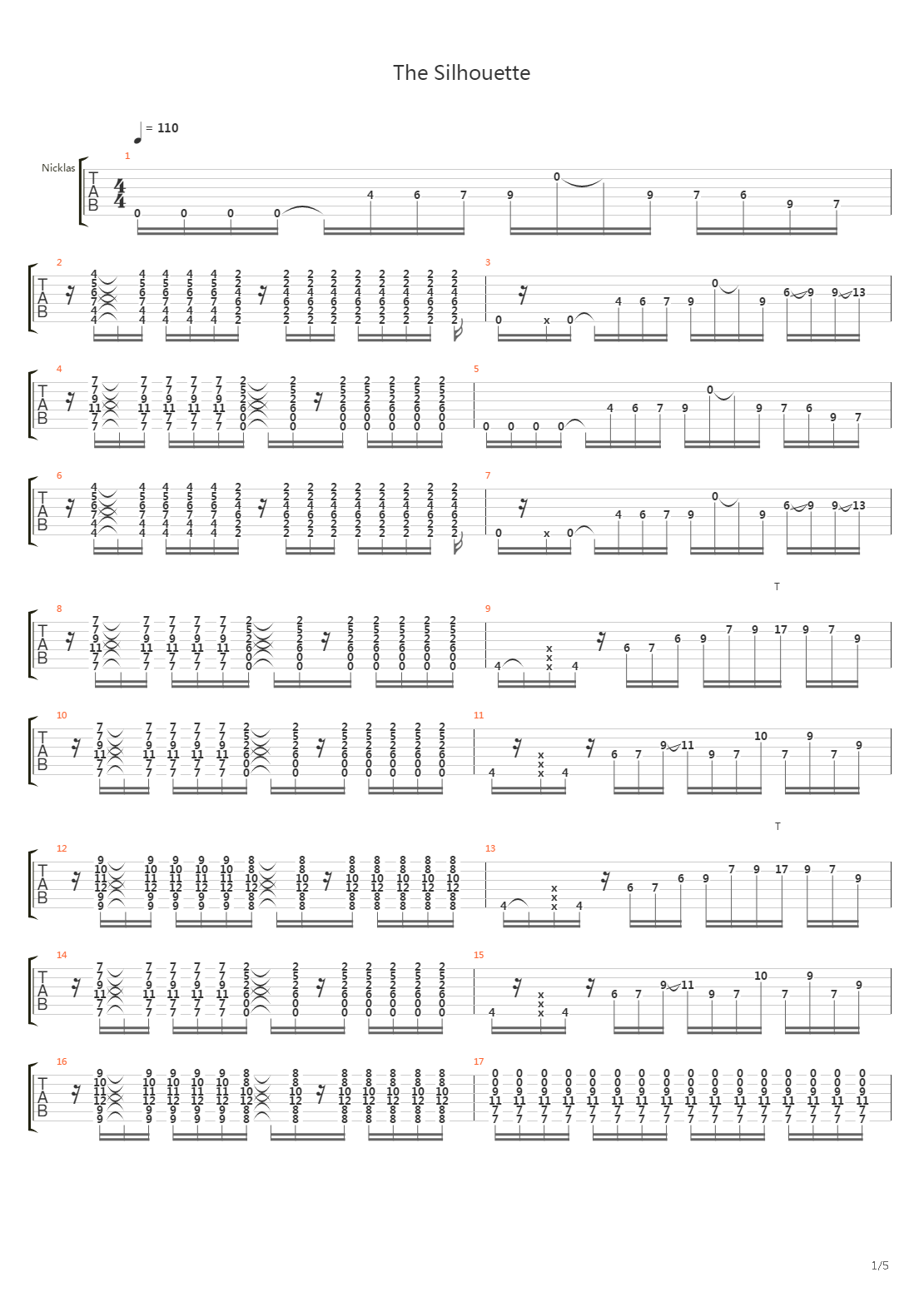 The Silhouette吉他谱