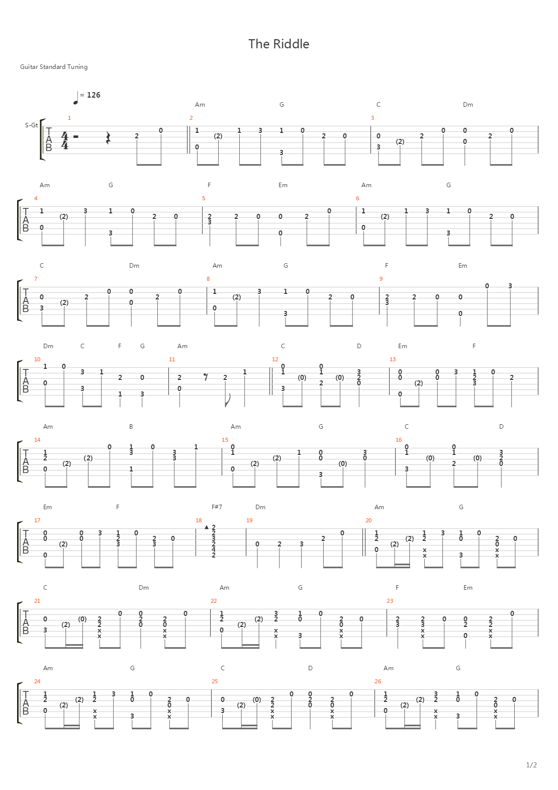 The Riddle吉他谱