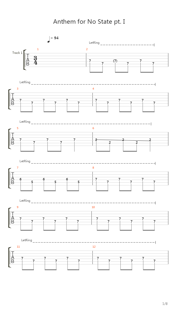 Anthem For No State Pt I吉他谱