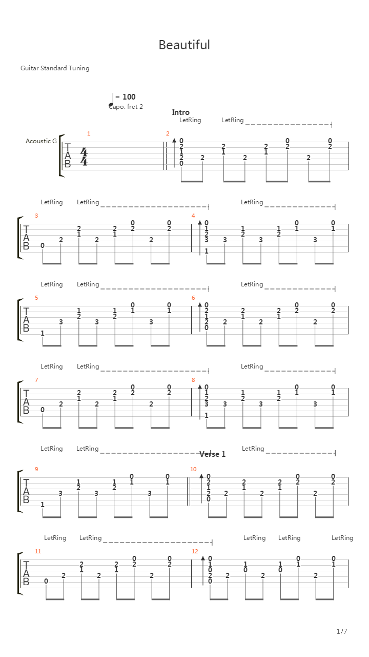Beautiful吉他谱
