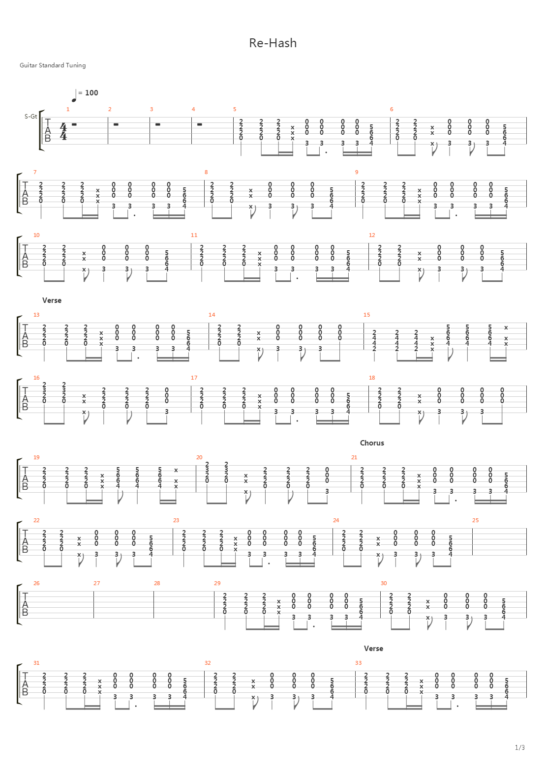 Re-Hash吉他谱