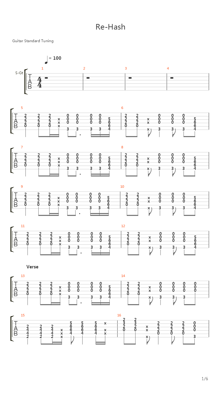 Re-Hash吉他谱