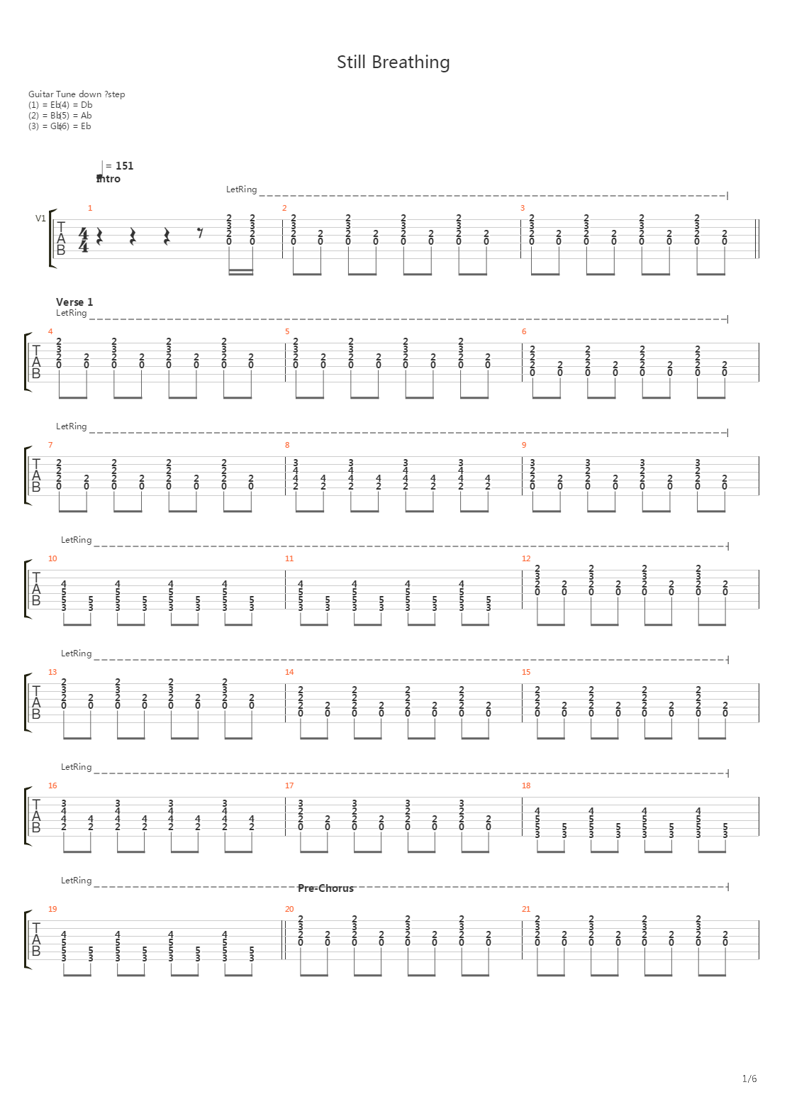 Still Breathing吉他谱