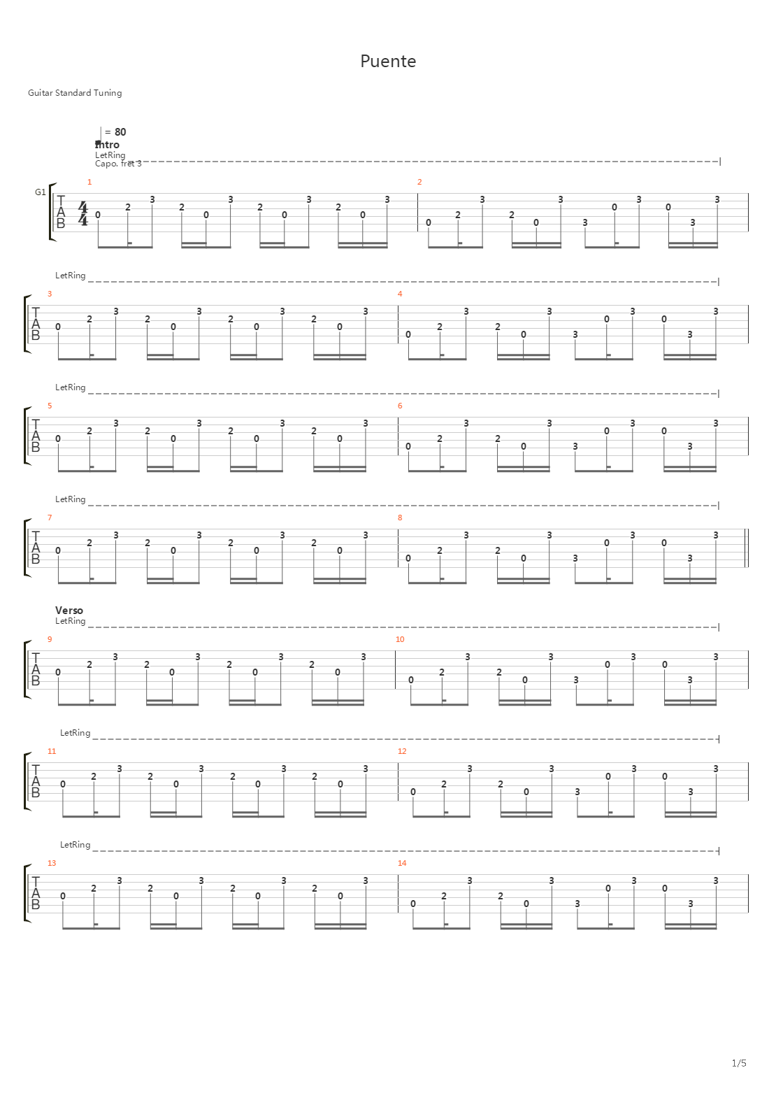 Puente吉他谱