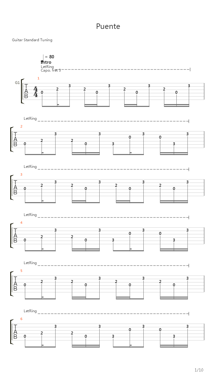 Puente吉他谱