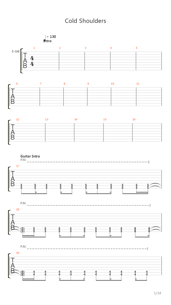 Cold Shoulders吉他谱
