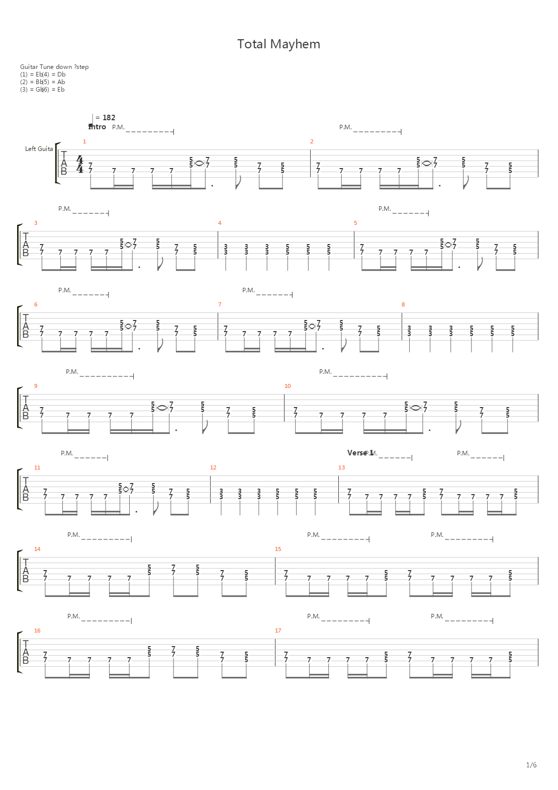 Total Mayhem吉他谱