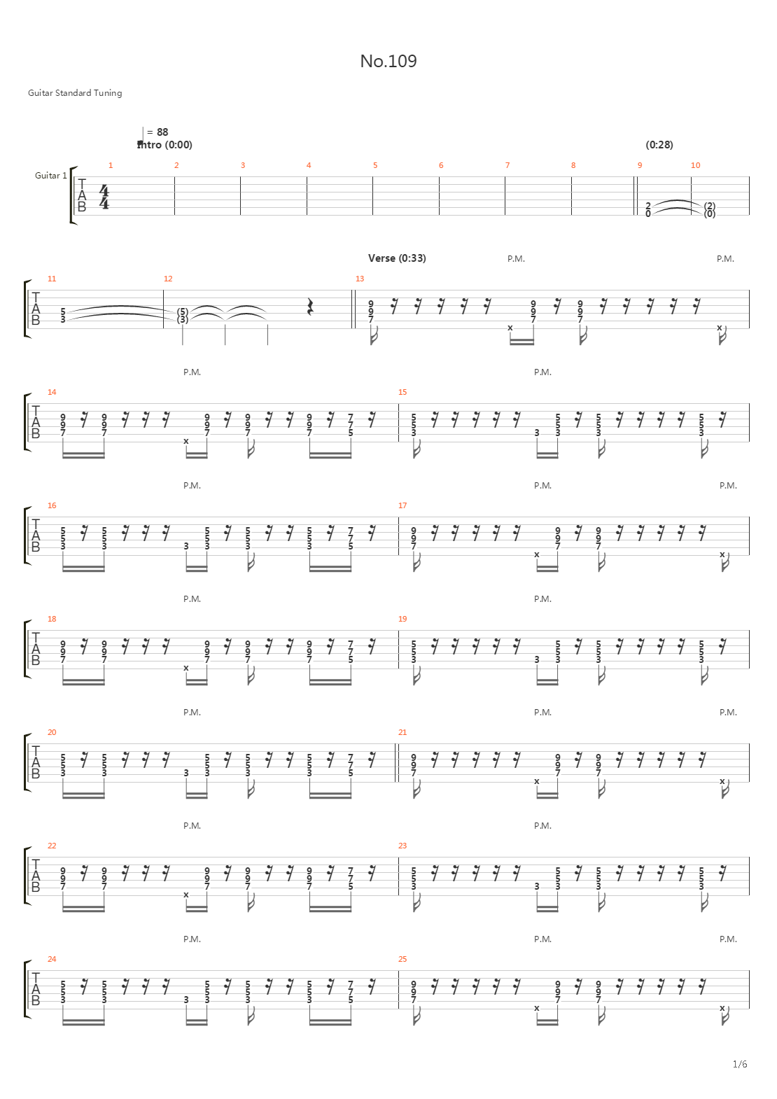 No 109吉他谱