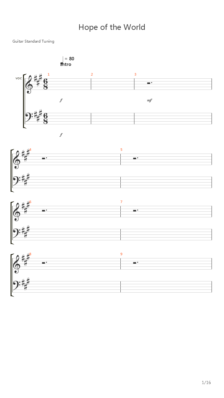 Hope of the World吉他谱