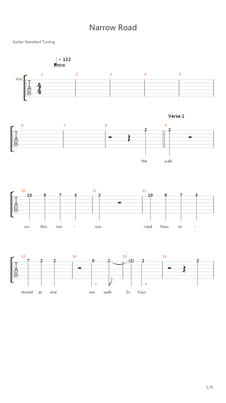 Narrow Road吉他谱