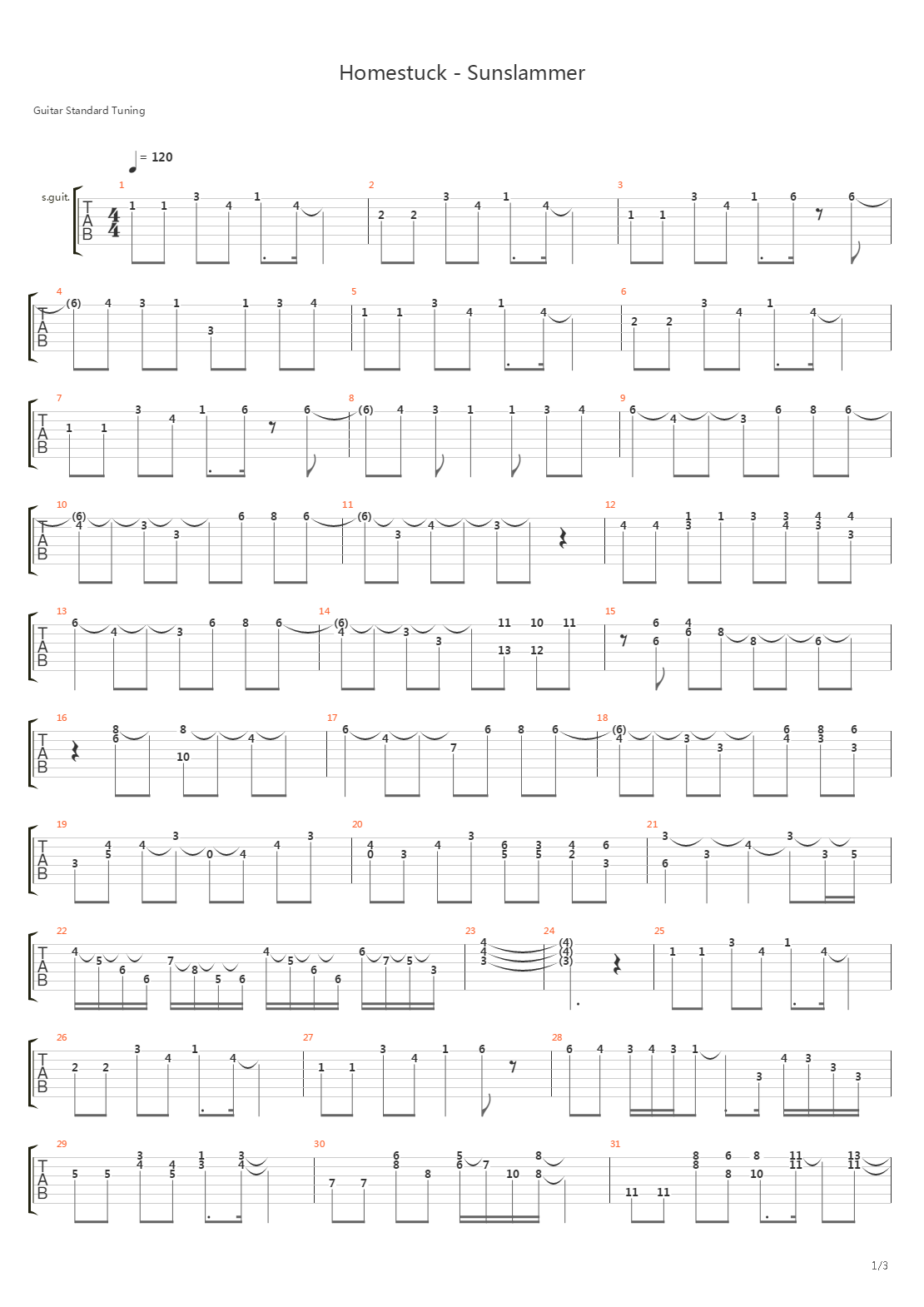 Sunslammer吉他谱