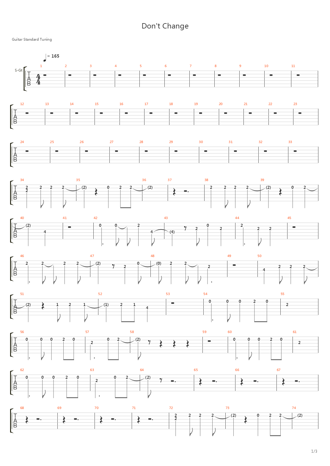 Dont Change吉他谱