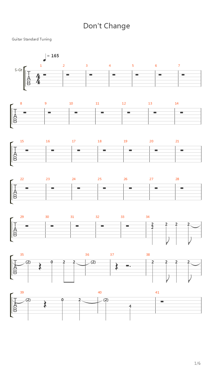 Dont Change吉他谱
