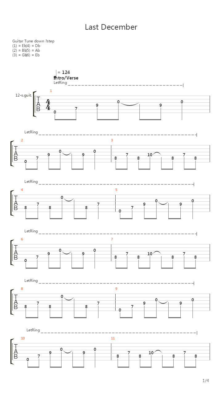 Last December吉他谱