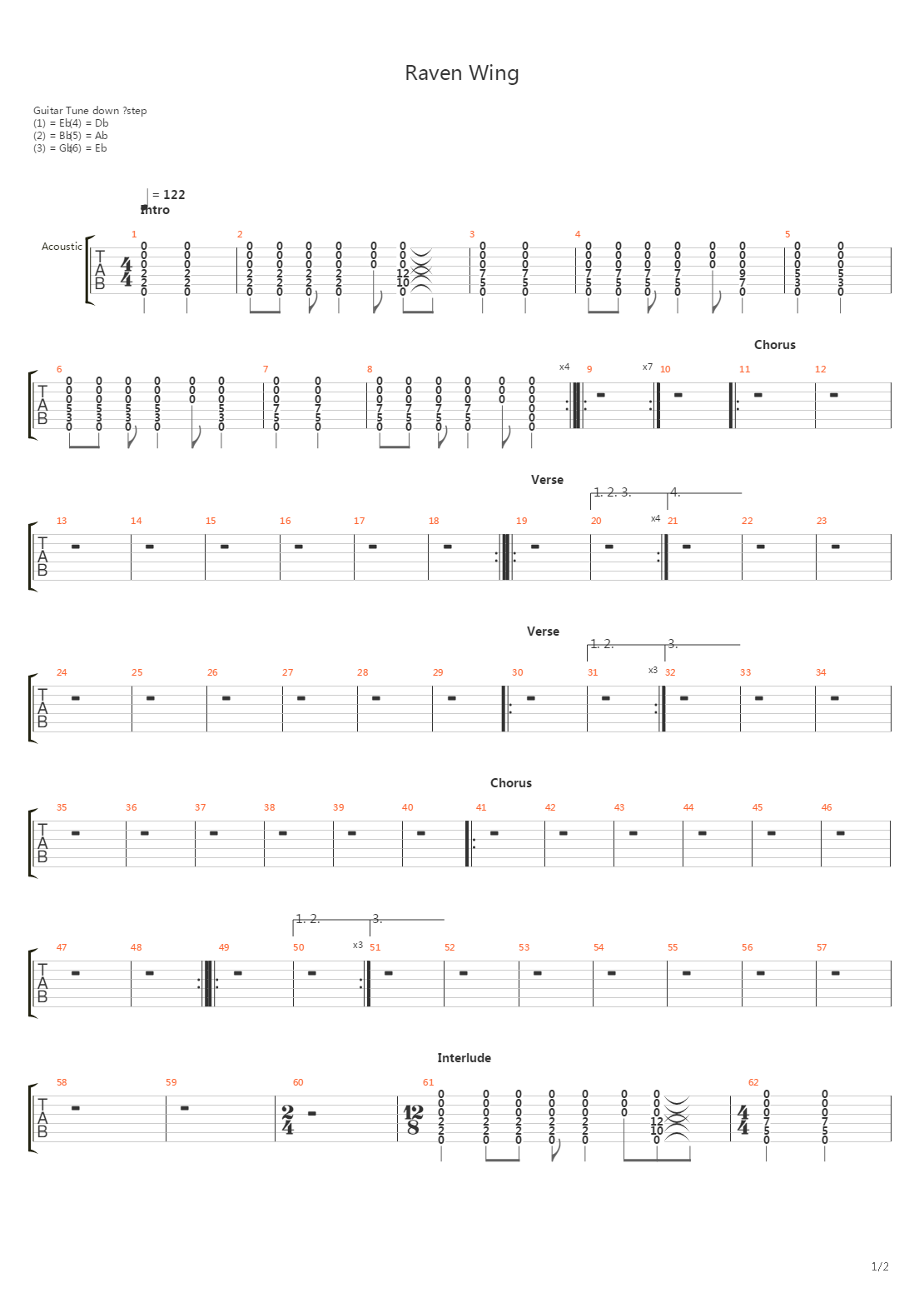 Raven Wing吉他谱