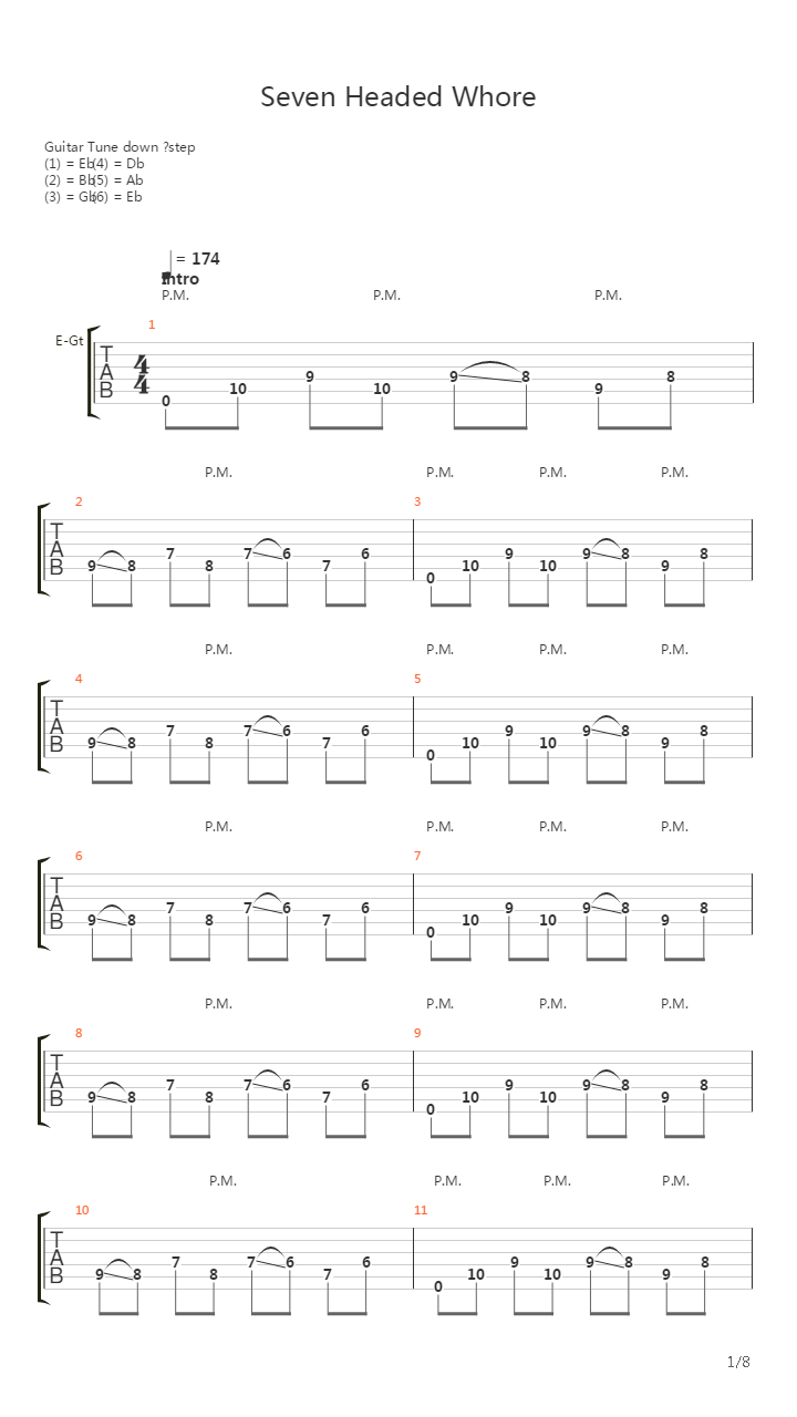 Seven Headed Whore吉他谱