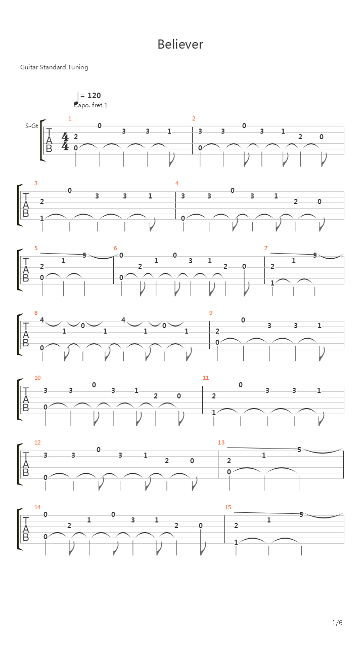 Believer吉他谱