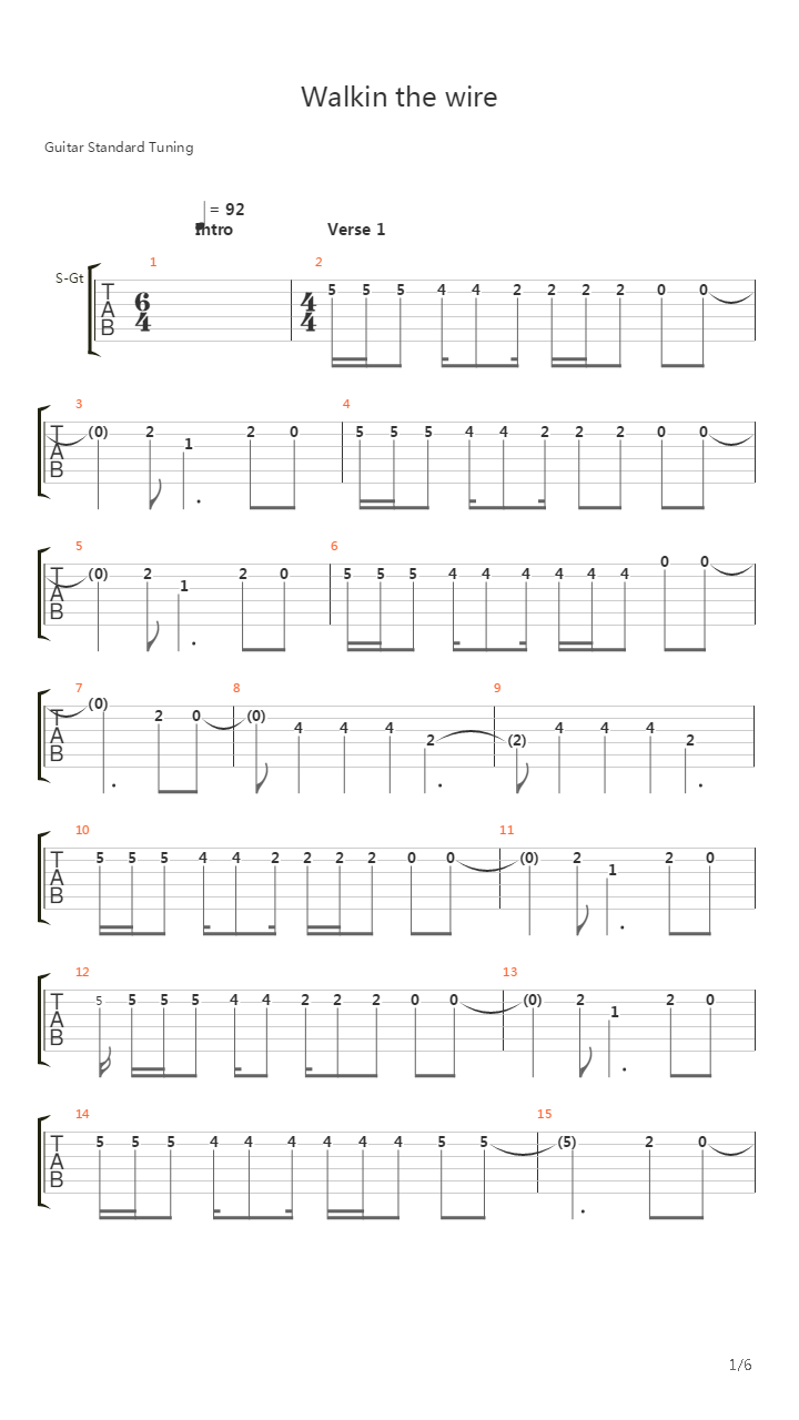 Walking The Wire吉他谱