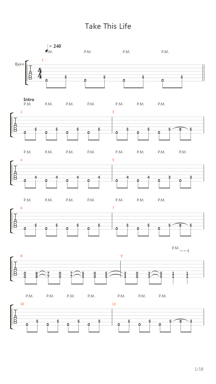 Take This Life吉他谱