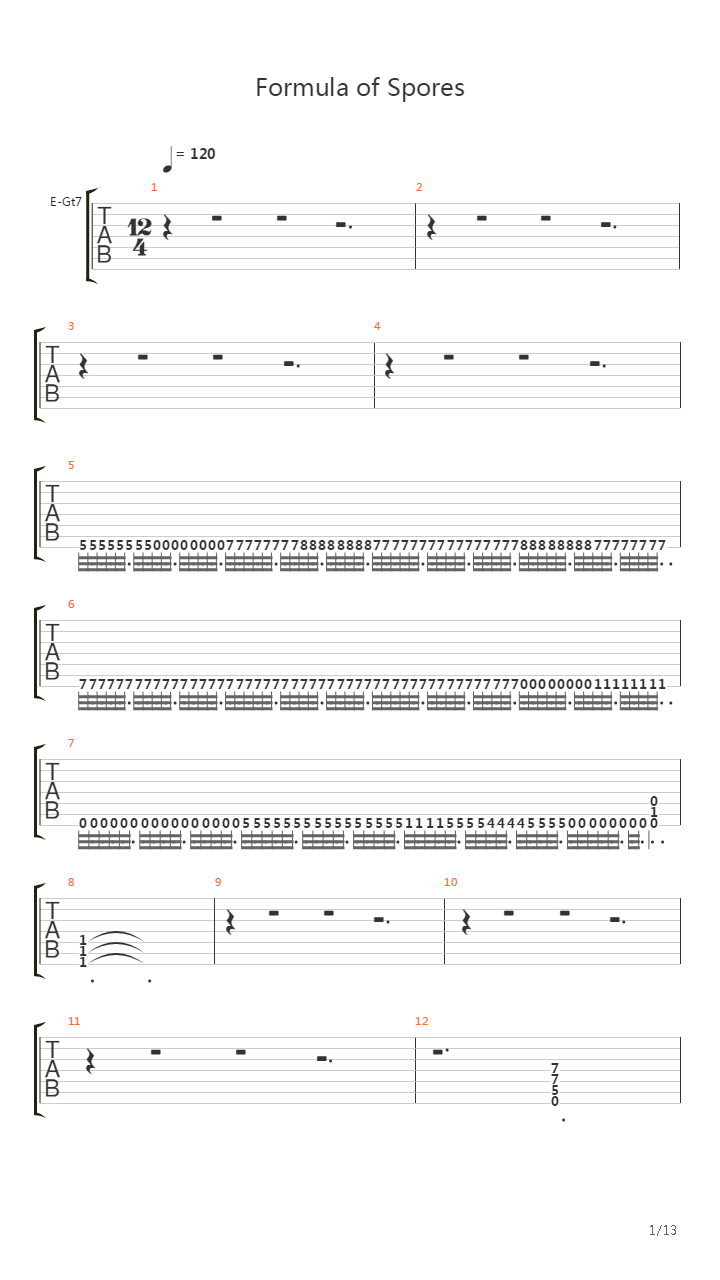 Formula Of Spores吉他谱