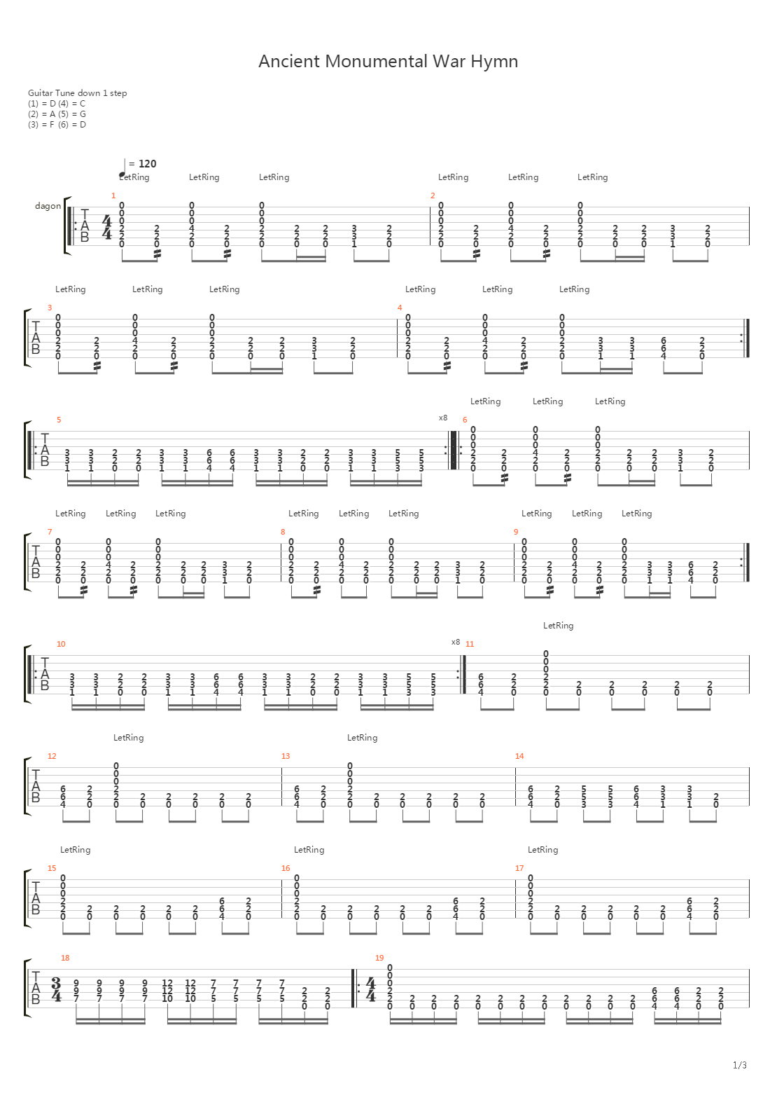 Ancient Monument War Hymn吉他谱