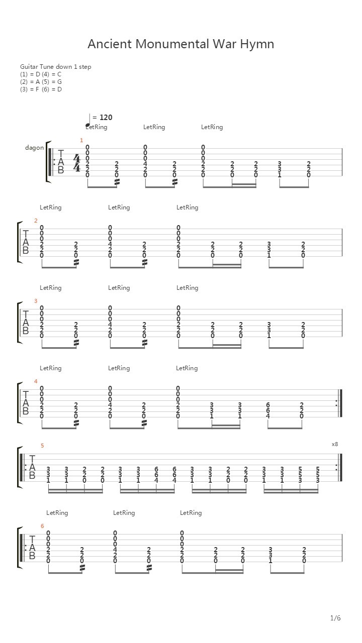 Ancient Monument War Hymn吉他谱
