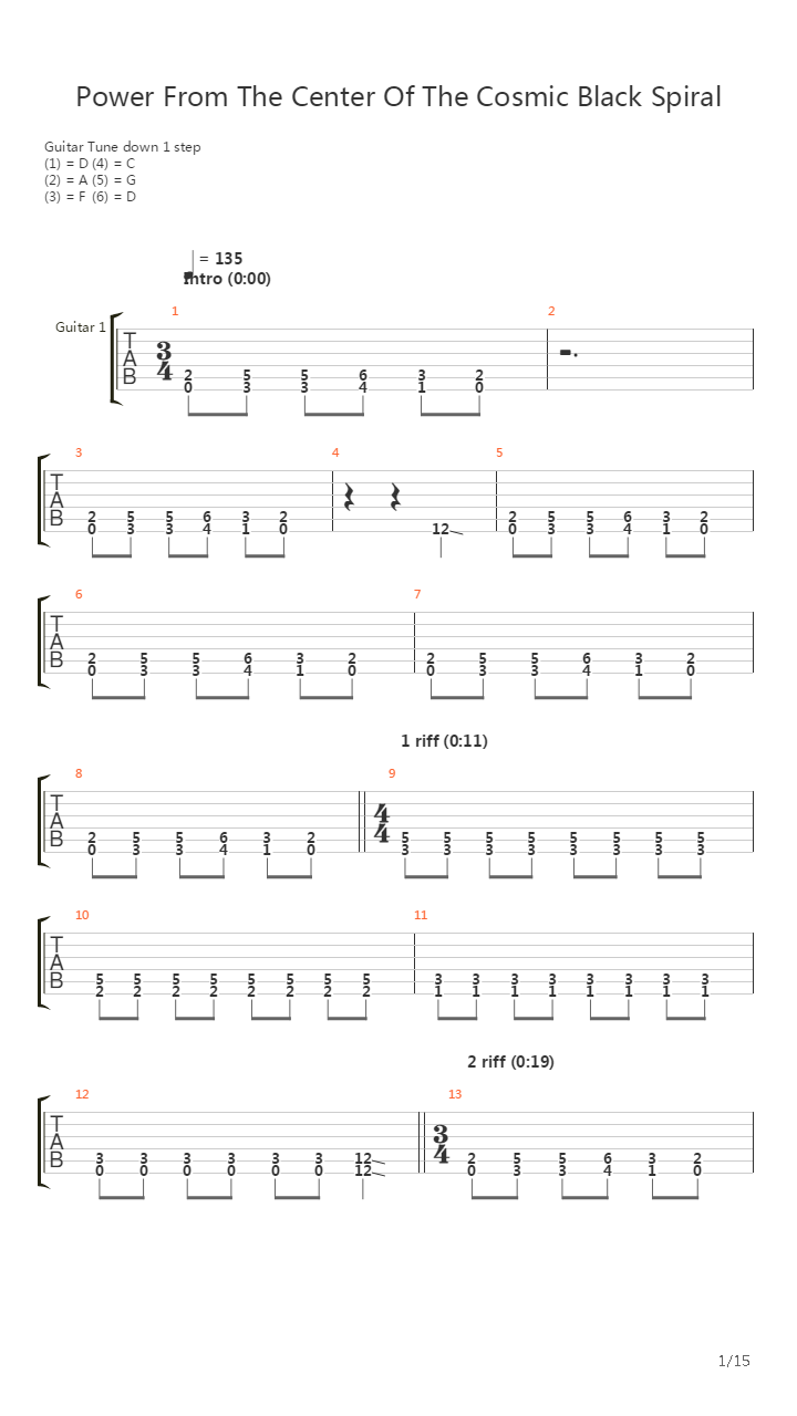 Power From The Center Of The Cosmic Black Spiral吉他谱