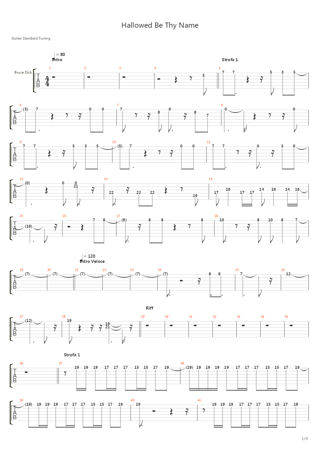 Hallowed Be Thy Name吉他谱