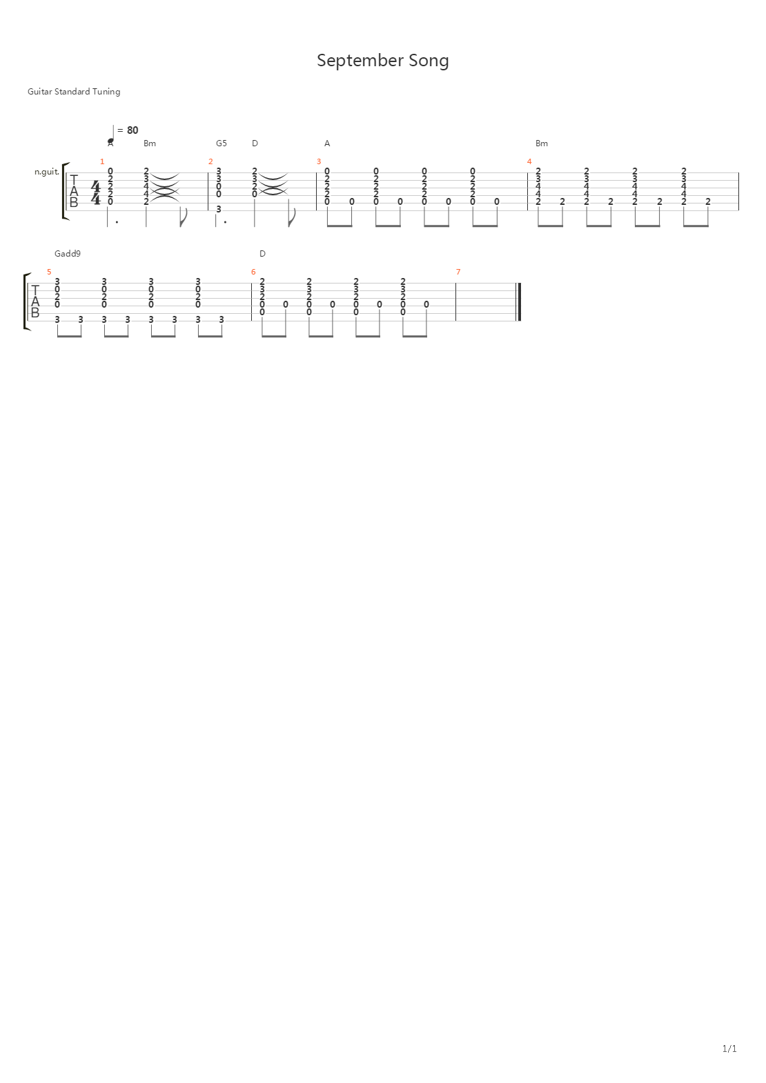 September Song吉他谱