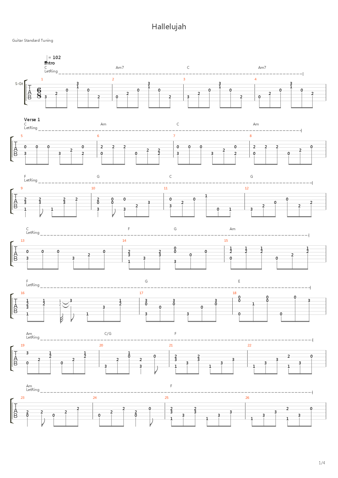 Hallelujah吉他谱