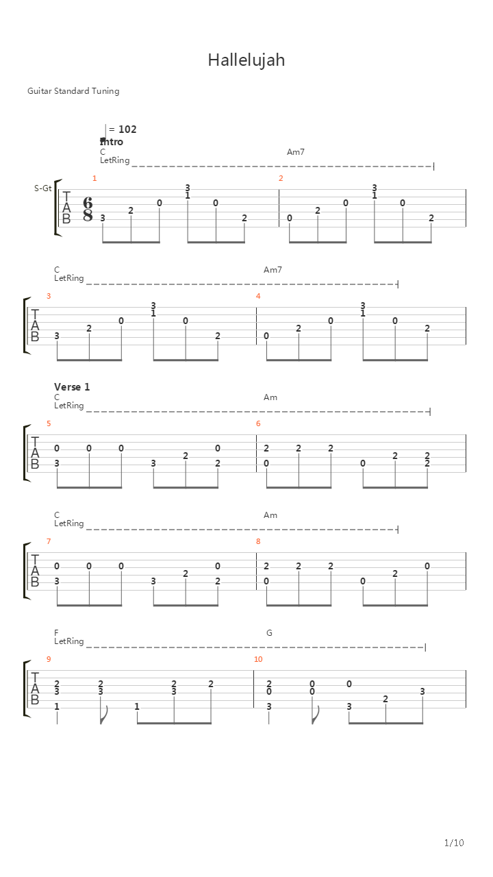 Hallelujah吉他谱