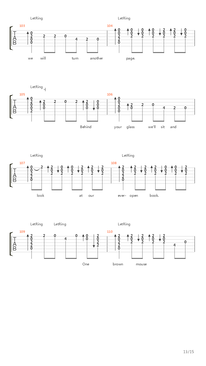 One Brown Mouse吉他谱