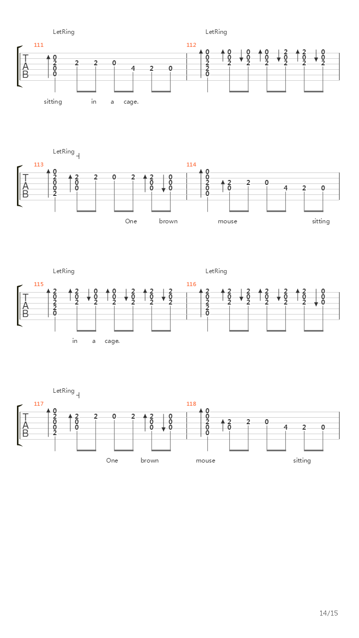 One Brown Mouse吉他谱