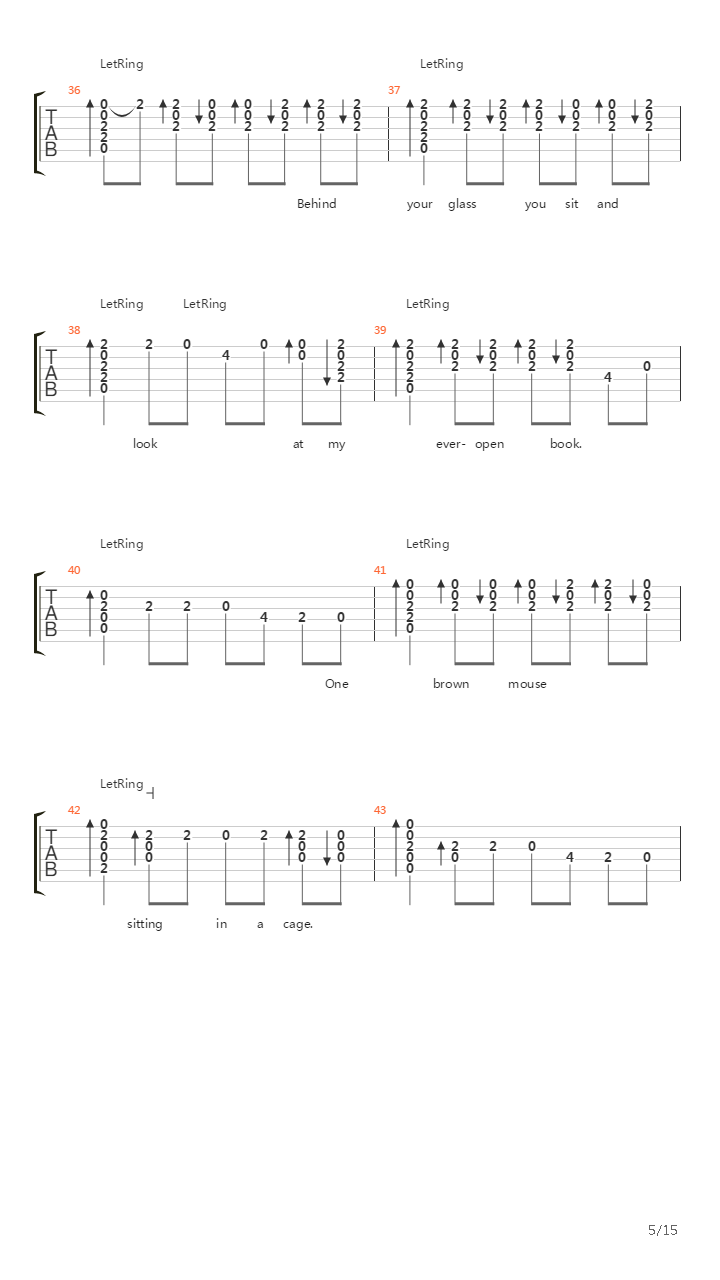 One Brown Mouse吉他谱