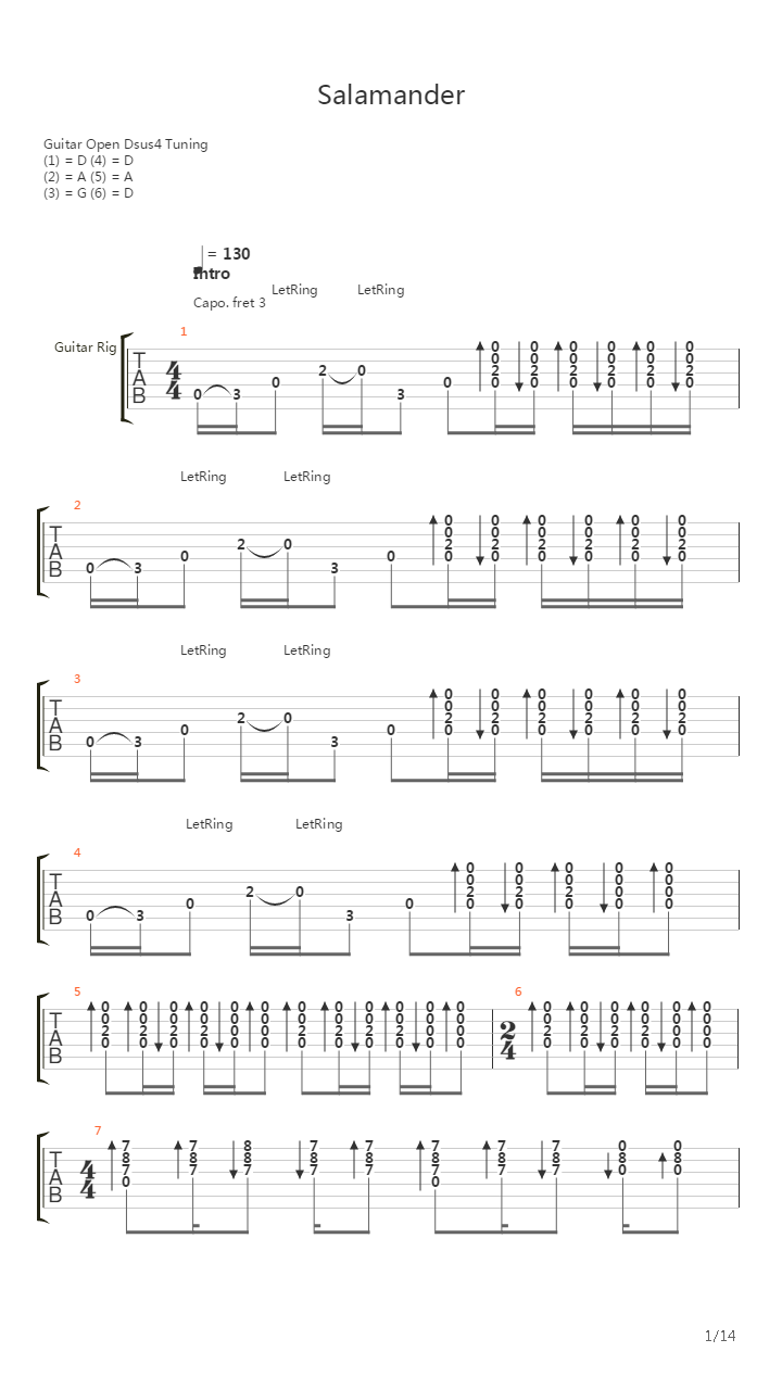 Salamander吉他谱