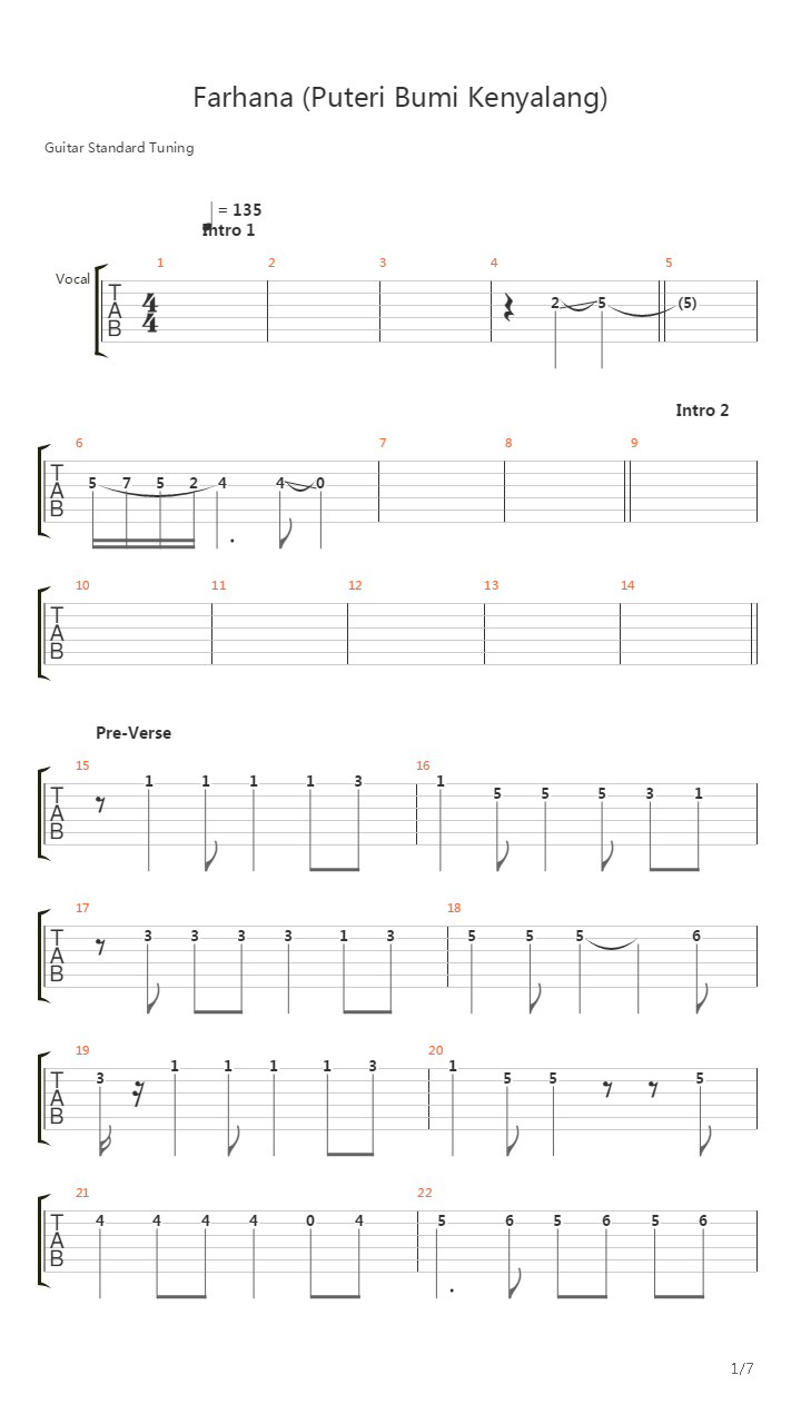 Farhana吉他谱