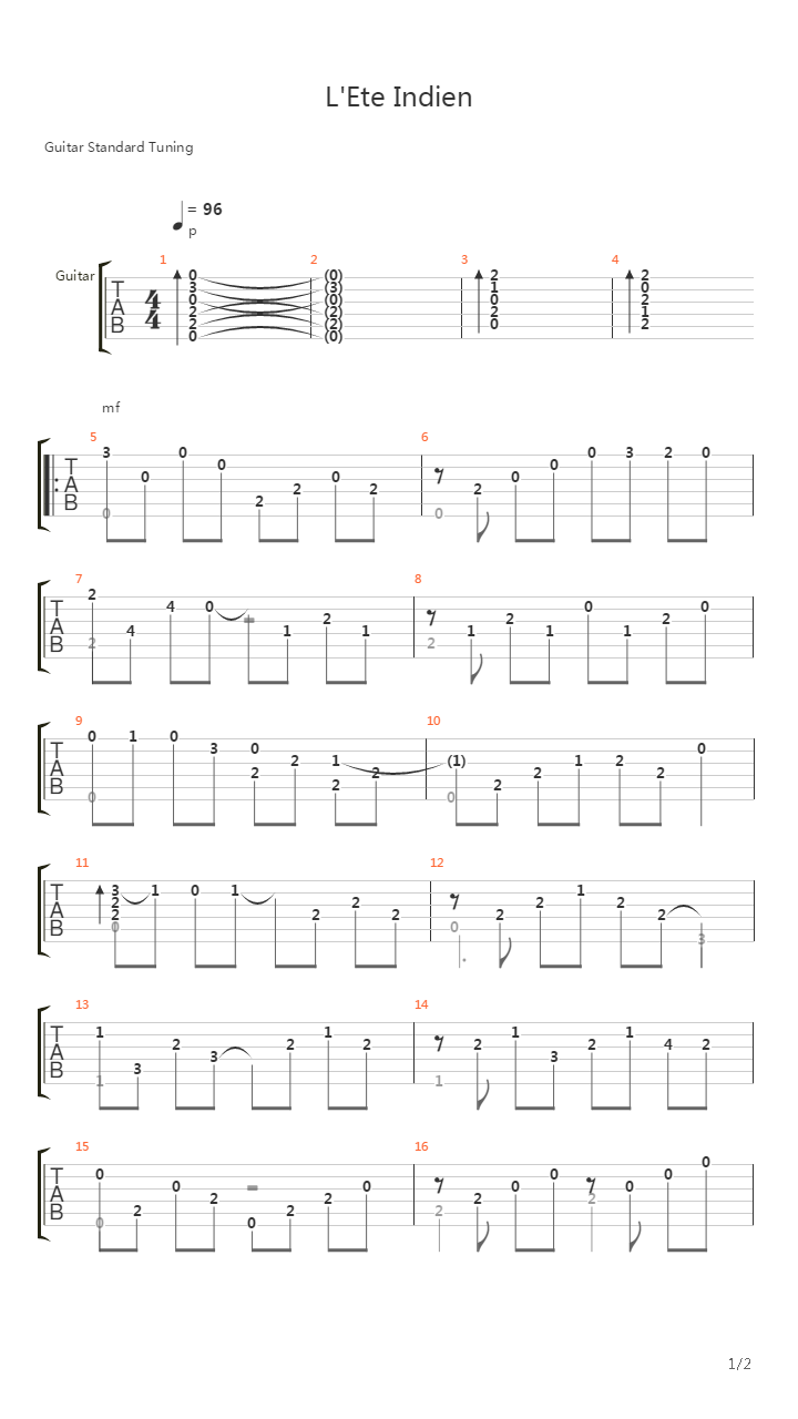 Lete Indien吉他谱