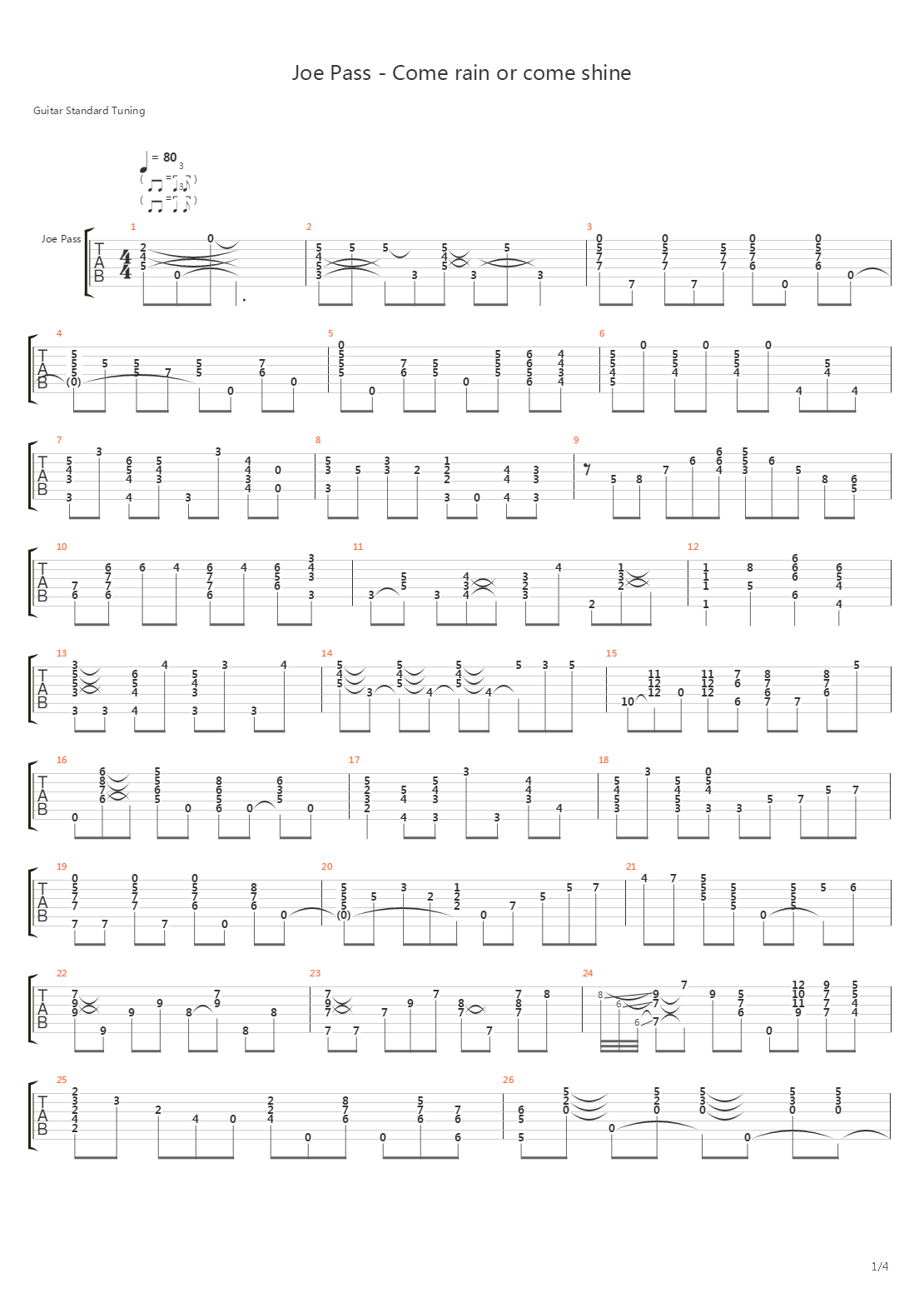 Come Rain Or Come Shine吉他谱