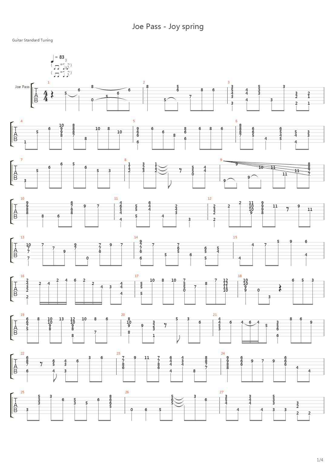 Joy Spring吉他谱