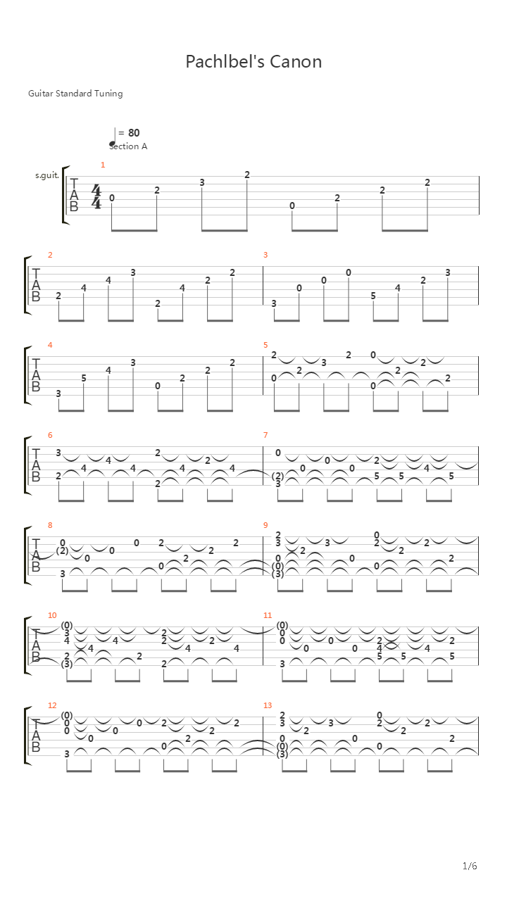 Canon In D吉他谱