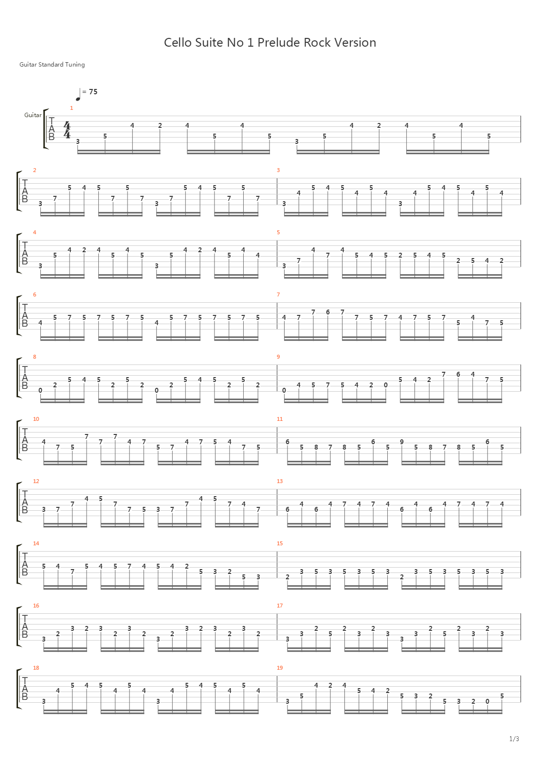 Cello Suite No 1 - Prelude吉他谱