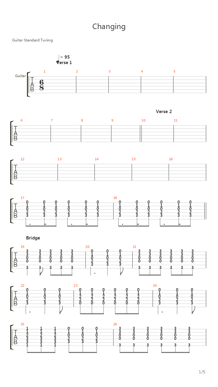 Changing吉他谱