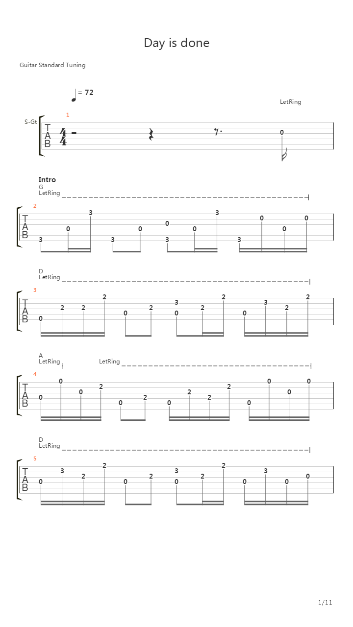 Day Is Done吉他谱