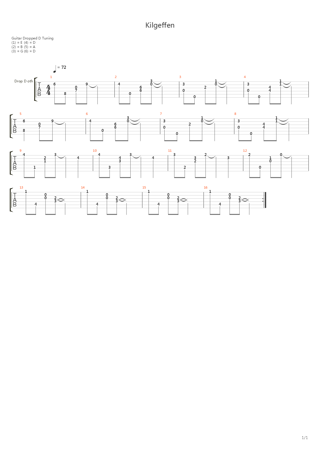 Kilgeffen吉他谱