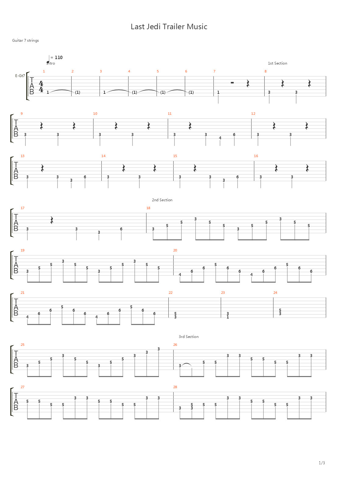 The Last Jedi Trailer Music吉他谱