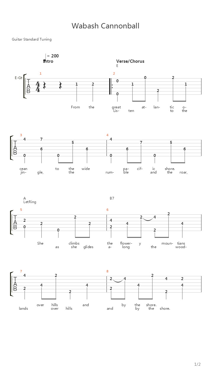 Wabash Cannonball吉他谱