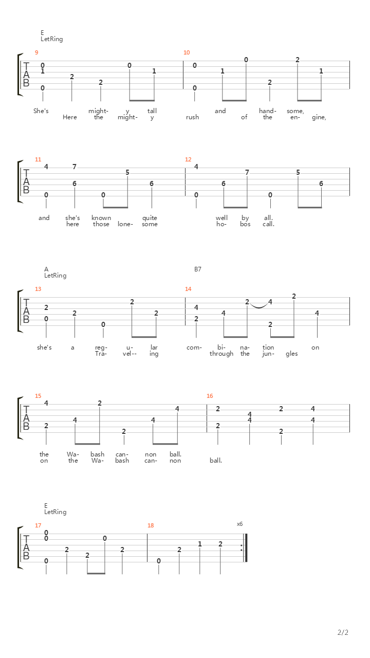 Wabash Cannonball吉他谱