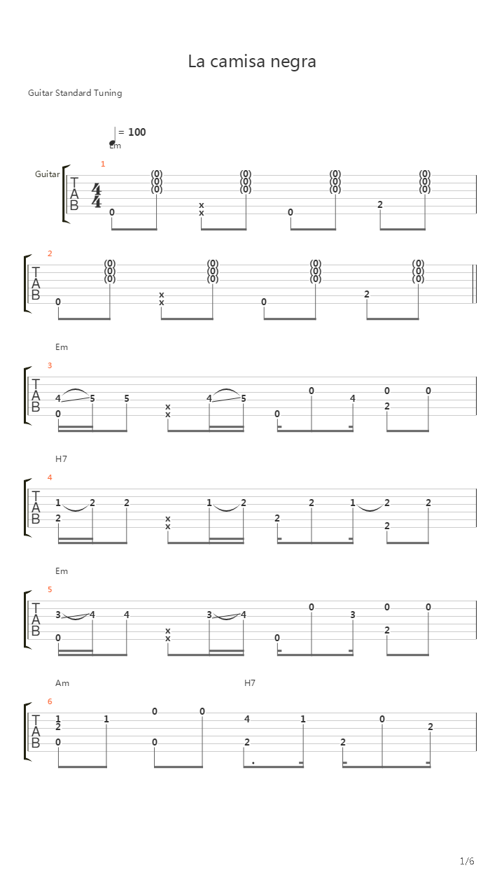 La Camisa Negra吉他谱