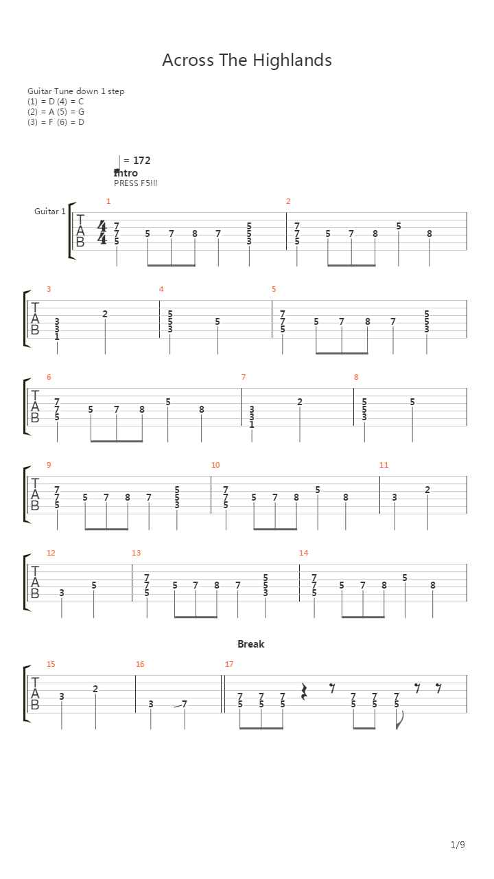 Across The Highlands吉他谱