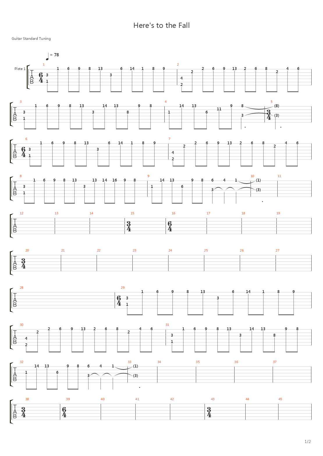 Heres To The Fall吉他谱